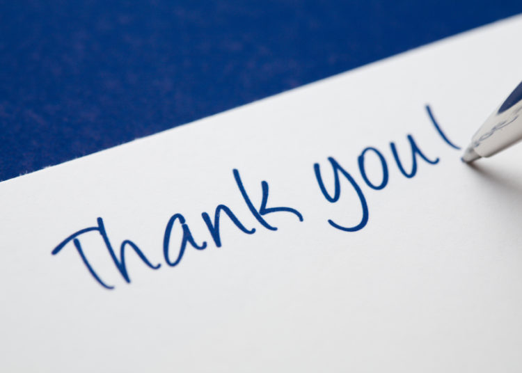 In the process of writing a thank you card. 

See also:
[url=/file_closeup.php?id=6099723][img]/file_thumbview_approve.php?size=2&id=6099723[/img][/url]